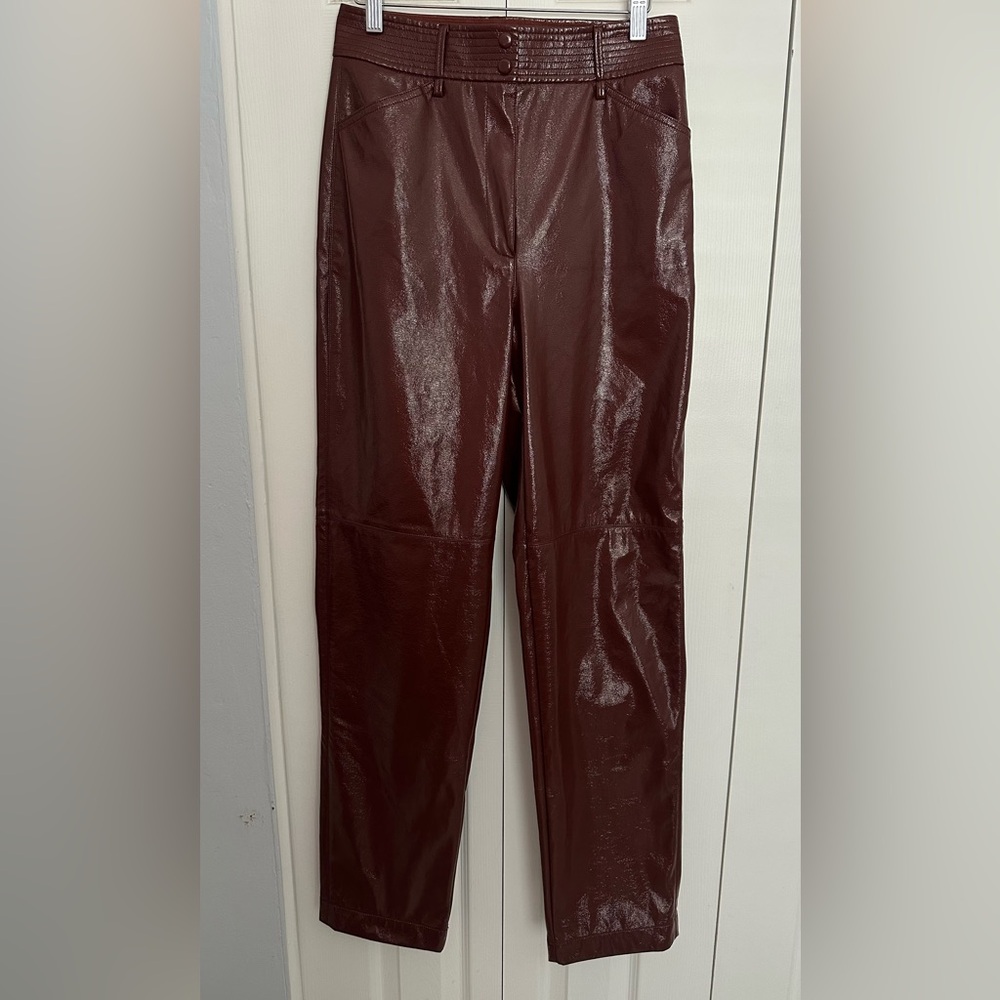 Aritzia Glossy Faux leather Burgundy Pants